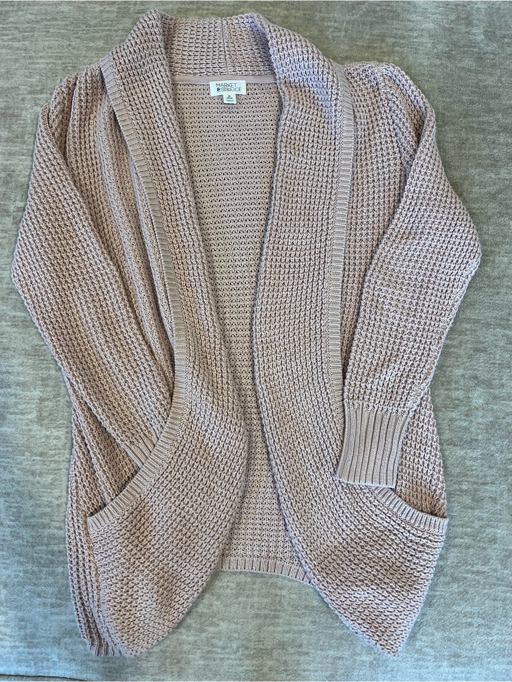 Market & Spruce Mauve Open-Front Knit Cardigan- XS Petite